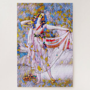 Stained Glass Dancer in Flowing Dress Jigsaw Puzzle