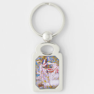 Stained Glass Dancer in Flowing Dress Key Ring