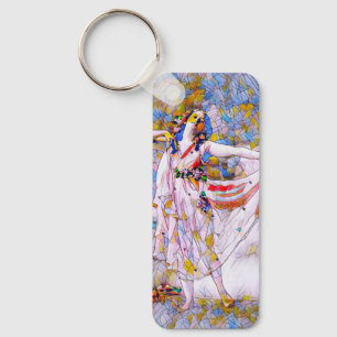 Stained Glass Dancer in Flowing Dress Key Ring