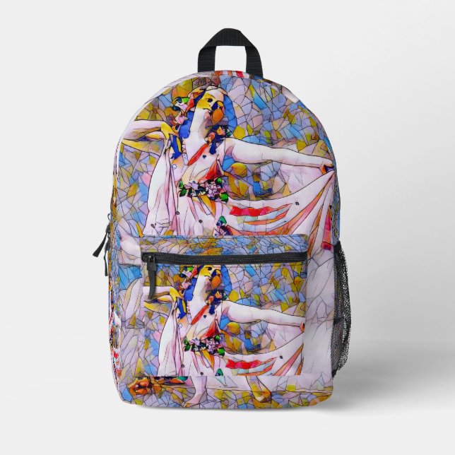 Stained Glass Dancer in Flowing Dress Printed Backpack (Front)