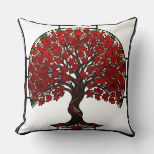 Stained Glass Depicting a Tree Cushion