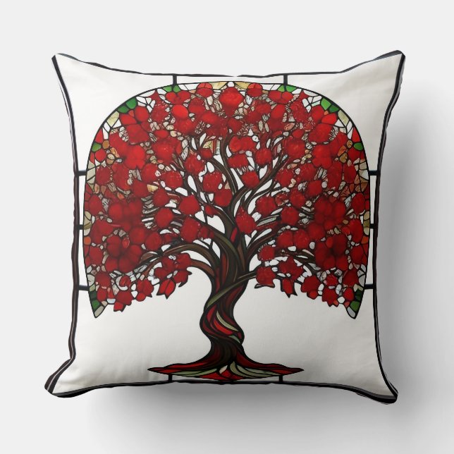 Stained Glass Depicting a Tree Cushion (Front)