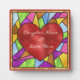 Stained Glass Design Heart Wedding Plaque Gifts
