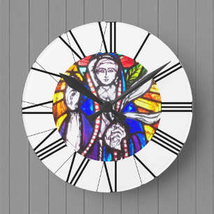 Stained-glass design Roman numerals Church Clock