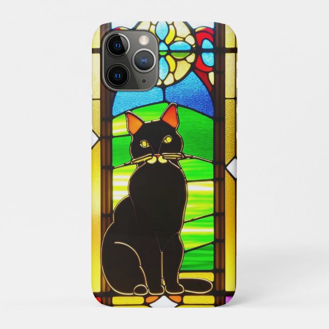 Stained Glass Design with Cat Case-Mate iPhone Case (Back)