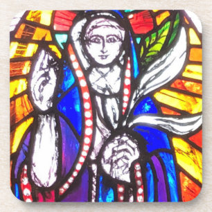 Stained Glass Design with Religious Figure. Coaster