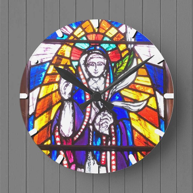 Stained Glass Design with Religious Figure. Round Clock (Creator Uploaded)