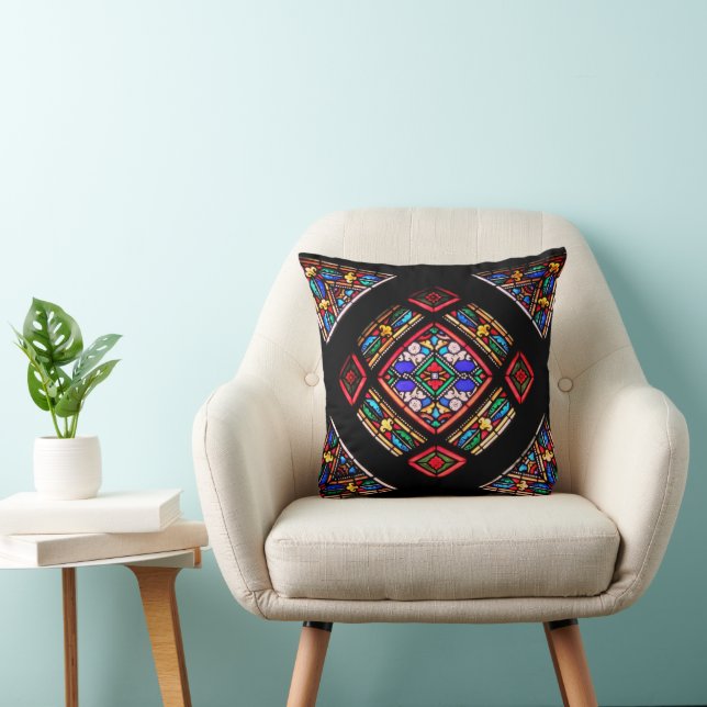 Stained Glass Designed Throw Pillow (Chair)