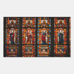 Stained glass detail, Troyes Cathedral Rectangular Sticker