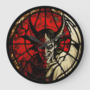 Stained Glass Devil Design Clock