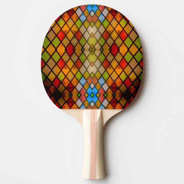 Stained Glass Diamond Pattern  Ping Pong Paddle (Front)