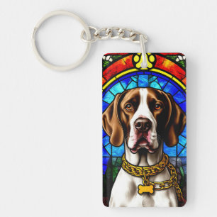 Stained Glass Dog Portrait Key Ring