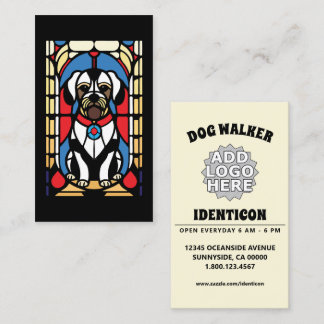 stained glass dog walker business card