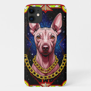 Stained Glass Dog with a Starry Background iPhone 11 Case