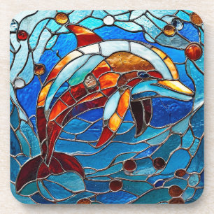 Stained glass dolphin coaster