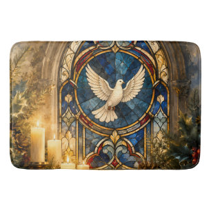 Stained Glass Dove Christmas Window Bath Mat