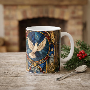 Stained Glass Dove Christmas Window Coffee Mug