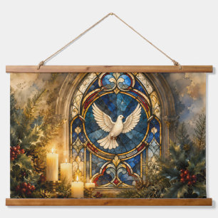 Stained Glass Dove Christmas Window Hanging Tapestry