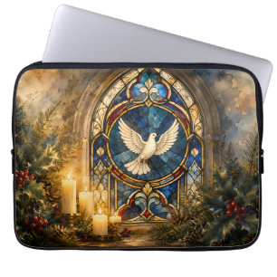 Stained Glass Dove Christmas Window Laptop Sleeve