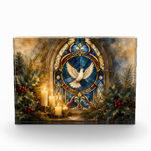 Stained Glass Dove Christmas Window Photo Block