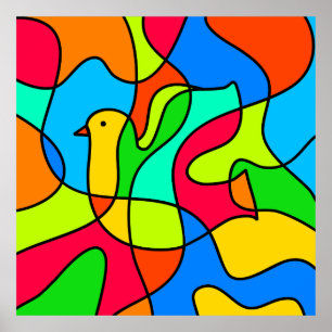 Stained Glass Dove of Peace Poster