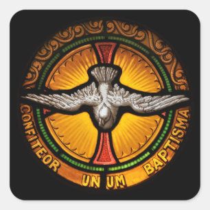 Stained glass dove square sticker
