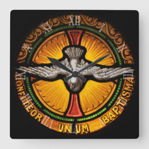 Stained glass dove square wall clock