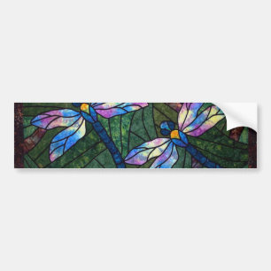 Stained Glass Dragonflies Bumper Sticker
