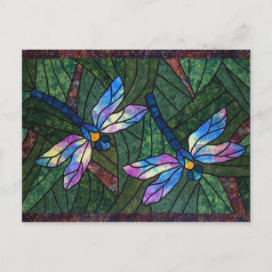 Stained Glass Dragonflies Postcard