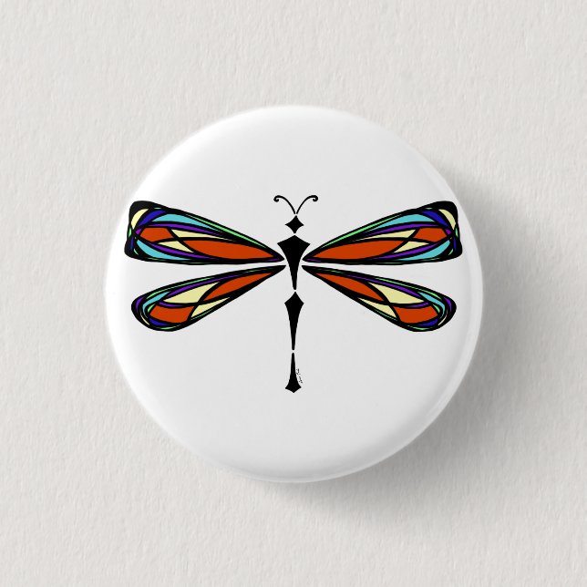 Stained Glass Dragonfly Button (Front)