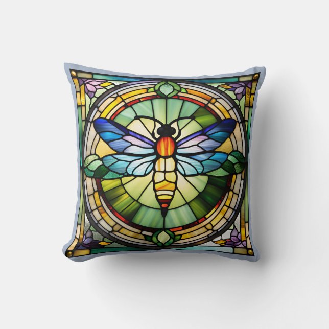 Stained Glass Dragonfly Cushion (Front)