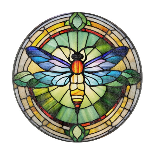 Stained Glass Dragonfly Cutting Board (Front)