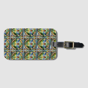 Stained Glass Dragonfly Luggage Tag