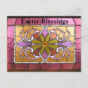 Stained Glass. Easter Blessings. Holiday Postcard