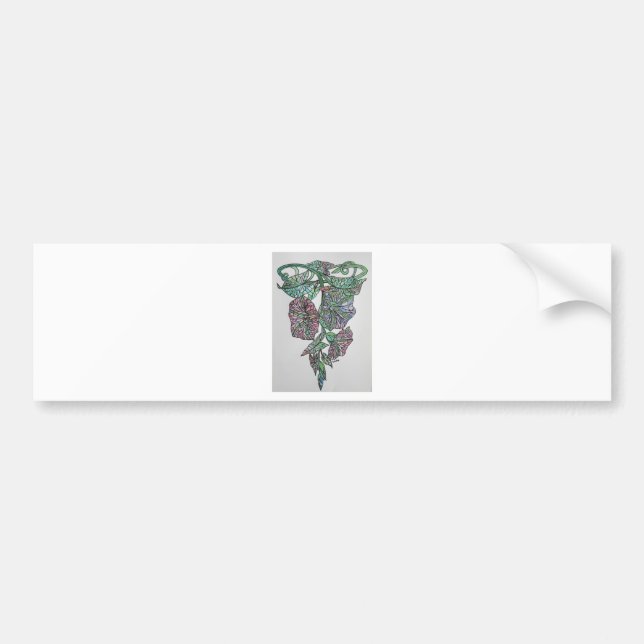 Stained Glass Effect Morning Glory September Birth Bumper Sticker (Front)