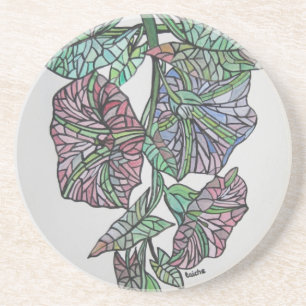 Stained Glass Effect Morning Glory September Birth Coaster