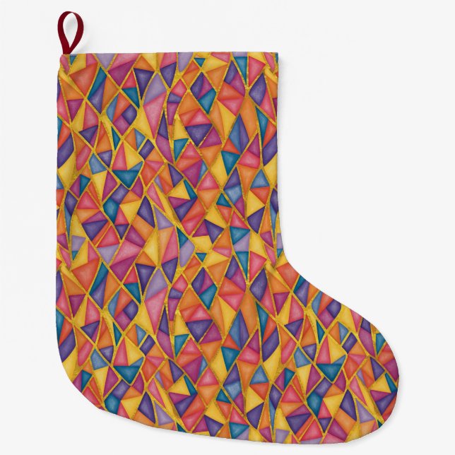 Stained Glass Effect Rainbow Christmas Stocking (Front)