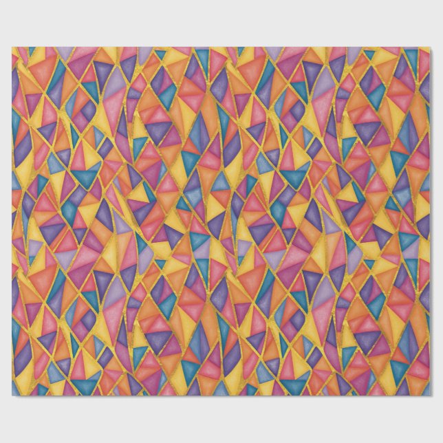 Stained Glass Effect Rainbow Wrapping Paper (Flat)