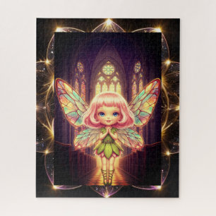 Stained glass, fairies, cathedrals, prayer jigsaw puzzle