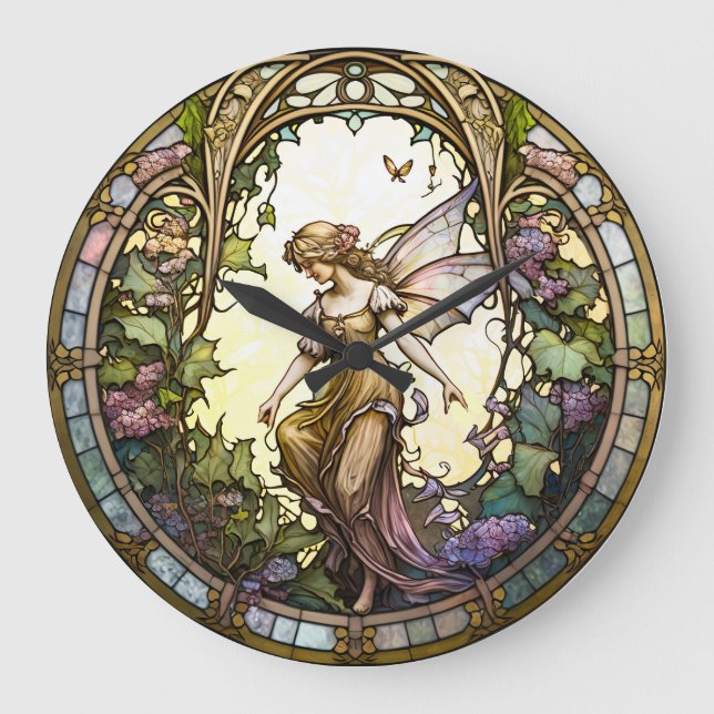 Stained Glass Fairy Design Clock (Front)