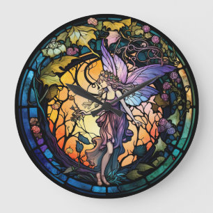 Stained Glass Fairy Design Clock