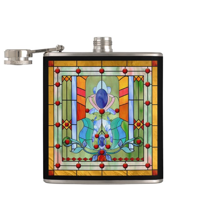Stained Glass Fantasy Hip Flask (Opened)