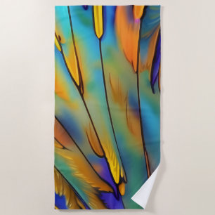 Stained Glass Feather AI Abstract Art Beach Towel