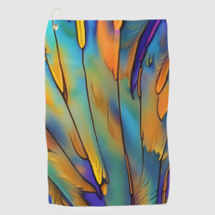 Stained Glass Feather AI Abstract Art    Golf Towel