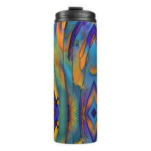Stained Glass Feather AI Abstract Art  Thermal Tumbler