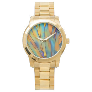 Stained Glass Feather AI Abstract Art Watch