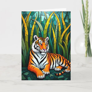 Stained Glass Feline Fathers Day Card