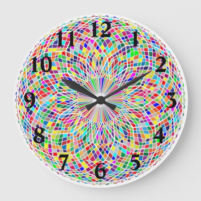 Stained Glass Fibonacci Large Clock (Front)