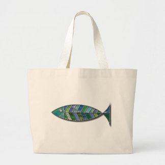 Stained Glass Fish Large Tote Bag