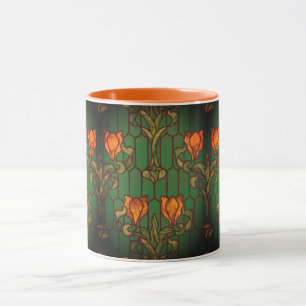 Stained glass floral art nouveau flowers elegant mug